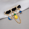 Fashion Star Moon Pineapple Butterfly Fishbone Heart Chain Tassel Brooch Pin For Cardigan view 2
