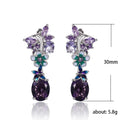 European Oval Purple Zircon Flower Butterfly Earrings For Women Trendy Drop Earrings view 5