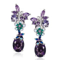 European Oval Purple Zircon Flower Butterfly Earrings For Women Trendy Drop Earrings view 2