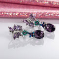 European Oval Purple Zircon Flower Butterfly Earrings For Women Trendy Drop Earrings view 4