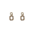 Korean Style Alloy Silver Needle Rhinestone Geometric Square Drop Earrings view 5