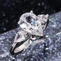 Pear Shaped Zircon Water Drop Engagement Ring, Niche Design Style Fashion Finger Ring view 4