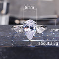 Pear Shaped Zircon Water Drop Engagement Ring, Niche Design Style Fashion Finger Ring view 5