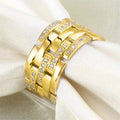 Wide Band Men's Ring With Micro Pave Zircon, Trendy Business Fashion Finger Jewelry view 2