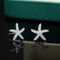 Starfish Stud Earrings With Full Pave Zircon Five Point Star Design Jewelry view 2