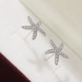 Starfish Stud Earrings With Full Pave Zircon Five Point Star Design Jewelry view 4
