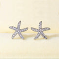 Starfish Stud Earrings With Full Pave Zircon Five Point Star Design Jewelry view 3