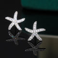 Starfish Stud Earrings With Full Pave Zircon Five Point Star Design Jewelry view 6