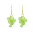 Handmade Beaded Green Grape Cluster Alloy Hook Sweet Japanese Fruit Drop Earrings view 5
