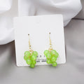 Handmade Beaded Green Grape Cluster Alloy Hook Sweet Japanese Fruit Drop Earrings view 3