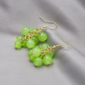 Handmade Beaded Green Grape Cluster Alloy Hook Sweet Japanese Fruit Drop Earrings view 4