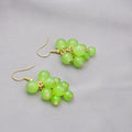 Handmade Beaded Green Grape Cluster Alloy Hook Sweet Japanese Fruit Drop Earrings view 2