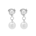 Elegant Korean Style Alloy Rhinestone Round Pearl Drop Studs With Large Faux Pearl Dangle Earrings view 5