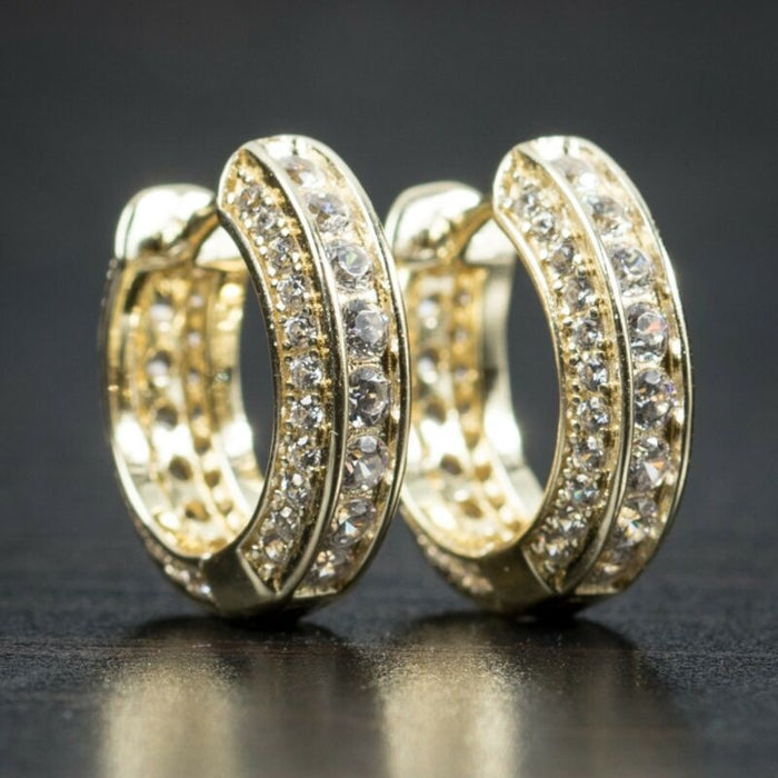 Gold Full Zircon Couple Ear Cuff Earrings, Korean Style Unisex Men And Women Ear Jewelry