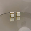 Korean Dongdaemun Minimalist Alloy 3D Cube Geometric Stud Earrings Modern Fashion Design view 3