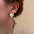 Korean Dongdaemun Minimalist Alloy 3D Cube Geometric Stud Earrings Modern Fashion Design view 4