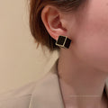 Korean Dongdaemun Minimalist Alloy 3D Cube Geometric Stud Earrings Modern Fashion Design view 2