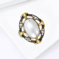 Alloy Pearl Rhinestone Round Brooch For Vintage Coat Lapel view 3