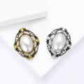 Alloy Pearl Rhinestone Round Brooch For Vintage Coat Lapel view 2