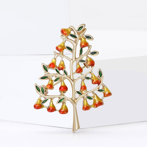 Alloy Enamel Fruit Tree Brooch For Simple Fashion Apparel