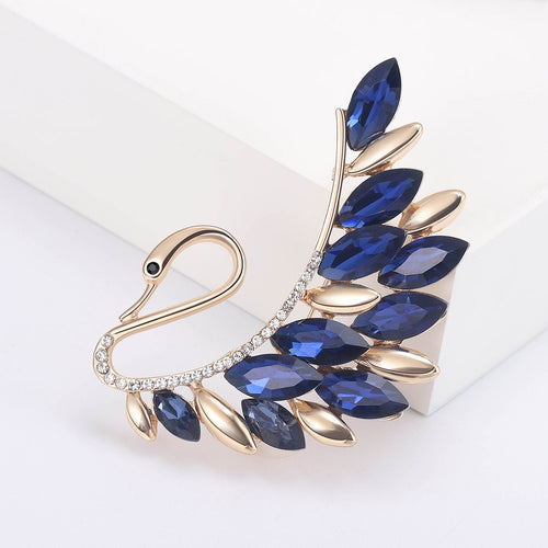 Alloy Crystal Swan Brooch Pin For Suit And Coat Decoration