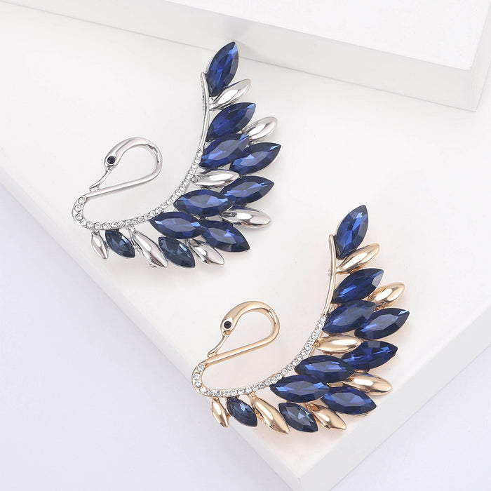 Alloy Crystal Swan Brooch Pin For Suit And Coat Decoration