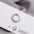Hip Hop Silver Stainless Steel Chunky Round Hoop Huggie Ear Cuff Unisex Trendy Minimalist Earrings view 3