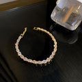 European American Minimalist Alloy Geometric Square Zircon Bangle Fashion Bracelet view 4