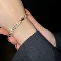 European American Minimalist Alloy Geometric Square Zircon Bangle Fashion Bracelet view 3