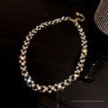 Gold Plated Alloy Korean Minimalist Geometric Pearl Rhinestone Choker Necklace For Women view 4