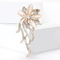 Alloy Rhinestone Cat Eye Flower Brooch For Coats And Suits view 1