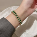 Korean Style Alloy Zircon Open Cuff Bangle Minimalist Geometric Fashion Jewelry view 4