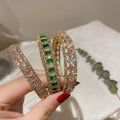 Korean Style Alloy Zircon Open Cuff Bangle Minimalist Geometric Fashion Jewelry view 1