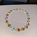 Korean Style Alloy Geometric Round Colorful Rhinestone Choker Necklace For Women view 4