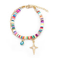 Bohemian Beach Colorful Polymer Clay Multi Layer Bracelet With Coin Sun Hand Eye Charms view 5