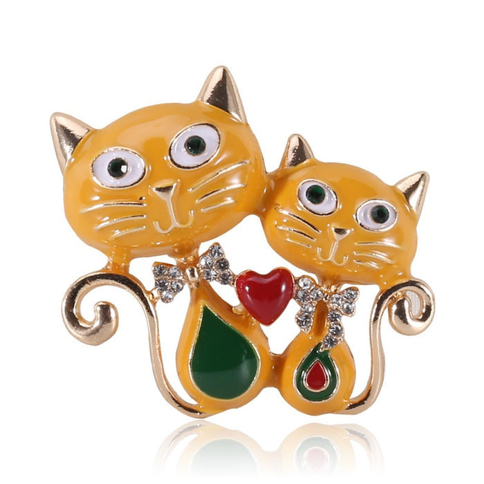 Alloy Enamel Cute Cat Brooch For Versatile Clothing Decoration