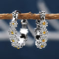 Simple Two Tone Daisy Stud Earrings, Fashion Small Flower Earrings For Women view 3