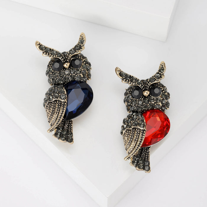 Alloy Antique Gold Owl Brooch Pin For Fashion Apparel