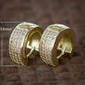 Men's Hip Hop Hoop Earrings With Four Row Zircon And Frosted Finish, Fashion Couple Ear Cuffs view 5
