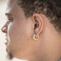 Men's Hip Hop Hoop Earrings With Four Row Zircon And Frosted Finish, Fashion Couple Ear Cuffs view 4