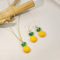 Sweet Pineapple Fruit Enamel Alloy Rhinestone Dangle Jewelry Set For Summer Women Earrings view 2