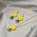Sweet Pineapple Fruit Enamel Alloy Rhinestone Dangle Jewelry Set For Summer Women Earrings view 3