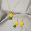 Sweet Pineapple Fruit Enamel Alloy Rhinestone Dangle Jewelry Set For Summer Women Earrings view 4