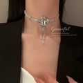 Korean Style Alloy Irregular Geometric Rhinestone Crystal Beaded Choker Necklace For Women view 3
