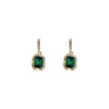 Korean Style Alloy Geometric Green Gemstone Rhinestone Drop Earrings With Silver Pins view 5