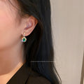 Korean Style Alloy Geometric Green Gemstone Rhinestone Drop Earrings With Silver Pins view 4