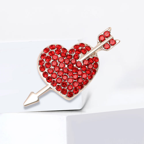 Alloy Rhinestone Heart Arrow Brooch Pin For Women's Suit Shawls