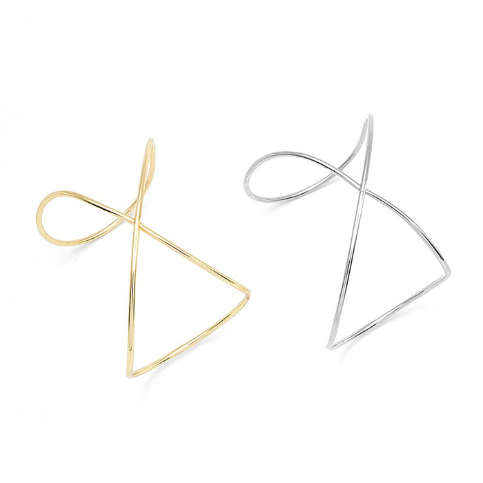 European Minimalist Twisted Metal Line Open Bangle Bracelet Style Statement Wrist Jewelry