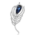 Metal Alloy Rhinestone Feather Brooch For Elegant Suit Lapel Decoration view 2