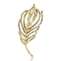 Metal Alloy Rhinestone Feather Brooch For Elegant Suit Lapel Decoration view 1